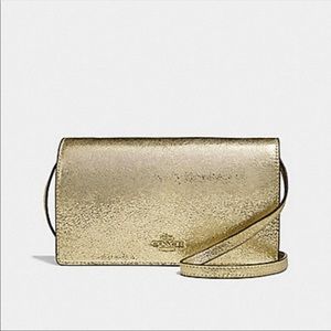 COACH Hyden Metallic gold foldover Crossbody Bag